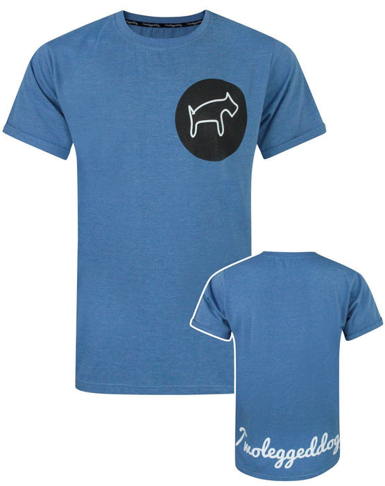 Two Legged Dog Circular Logo Men's Blue T-Shirt