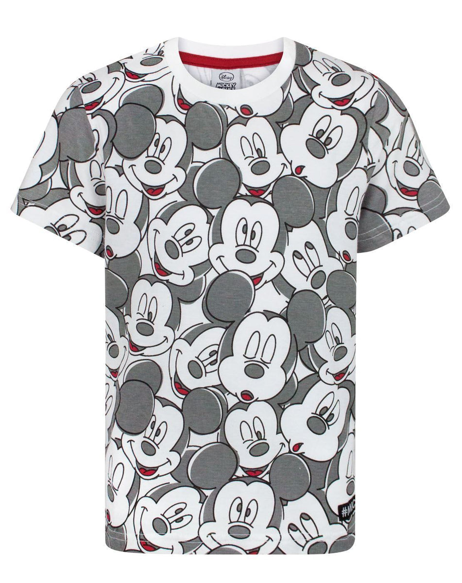 Disney Mickey Mouse Face All Over Print Boy\'s T-Shirt — Vanilla Underground