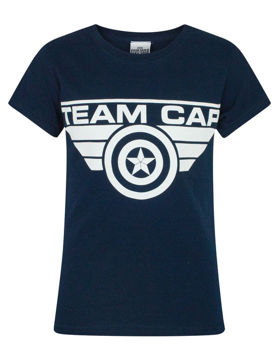 Captain America Civil War Team Cap Blue Short Sleeve Girl's T-Shirt