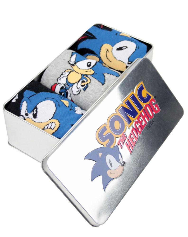 Sonic The Hedgehog Tin Of 3 Socks Gift for Him