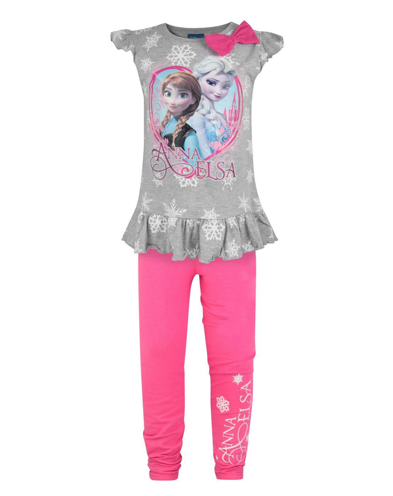 Frozen Anna and Elsa Girl's Top And Leggings Set
