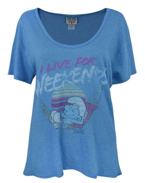 Junk Food Smurfs I Live For Weekends Women's T-Shirt