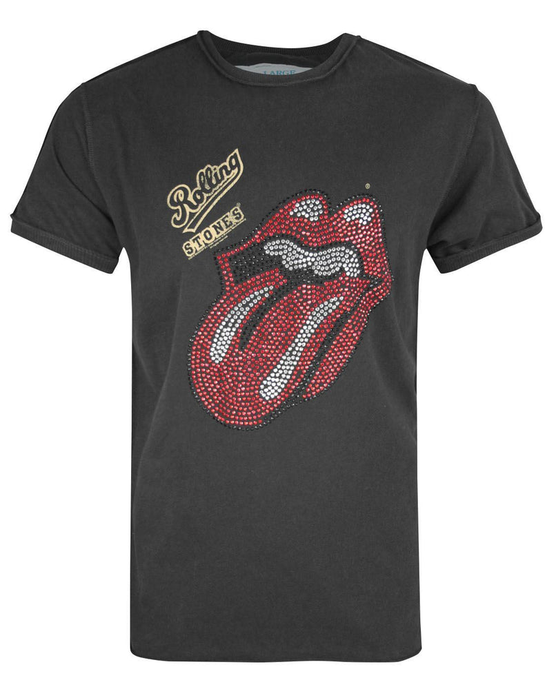 Amplified Rolling Stones Diamante Lick Mens T-Shirt