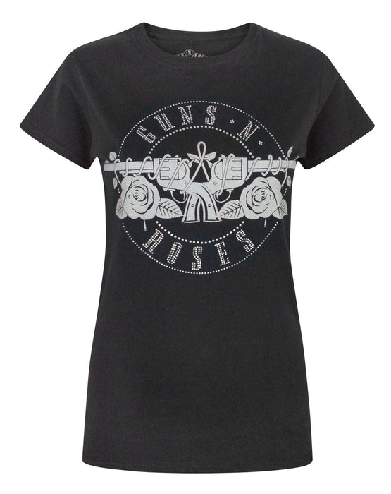 Guns N Roses Bullet Women's Diamante T-Shirt