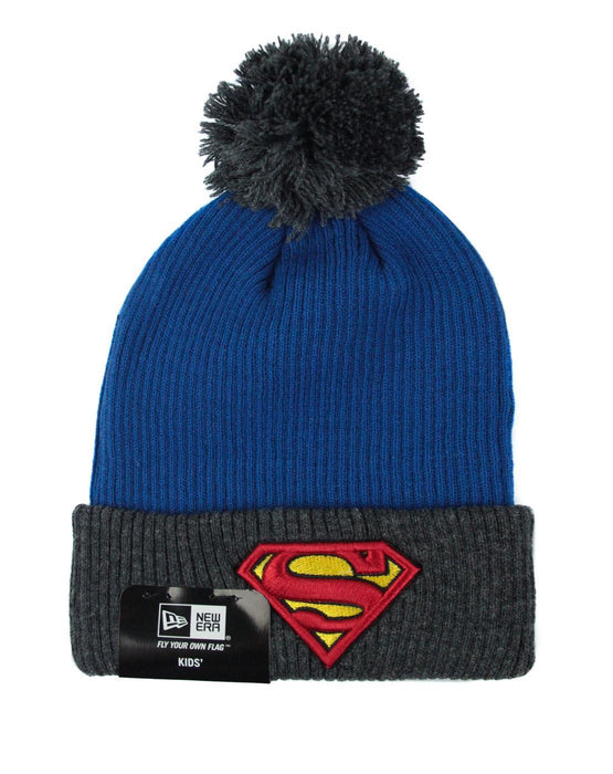New Era Superman Kid's Ribbed Bobble Hat