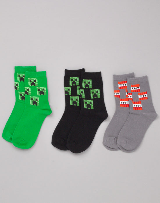 Minecraft Creeper Assorted 3 Pack Boy's Socks