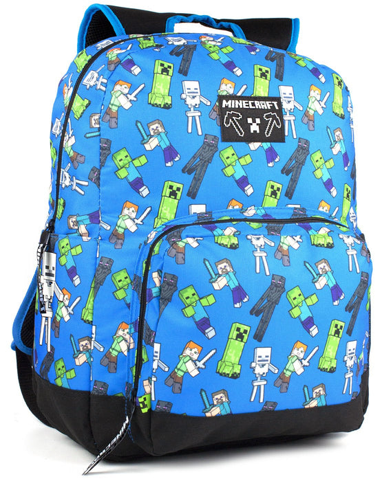 Minecraft Characters All Over Print Kids Blue Backpack