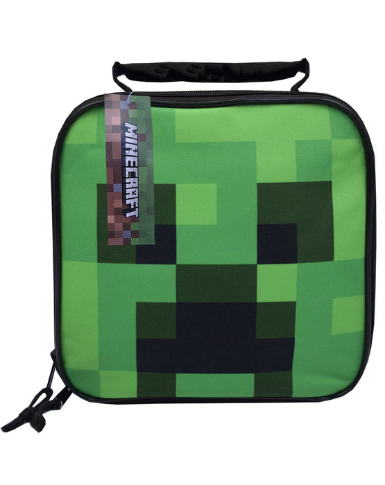 Minecraft Creeper Green Kids Backpack and Lunch Box School Set