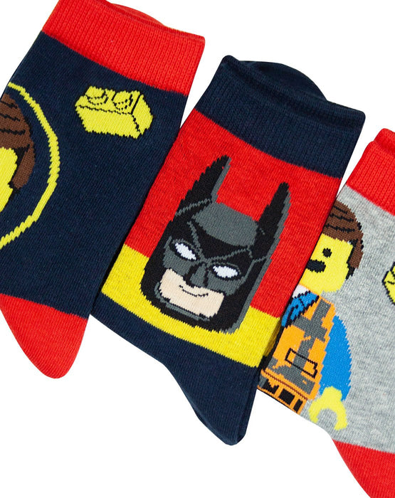 Lego Movie 2 Assorted 3 Pack Kids Red Socks