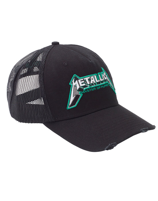 amplified clothing cap hat metallica master of puppets logo stacked trucker snapback mens mans womans adults heavy metal james hetfield