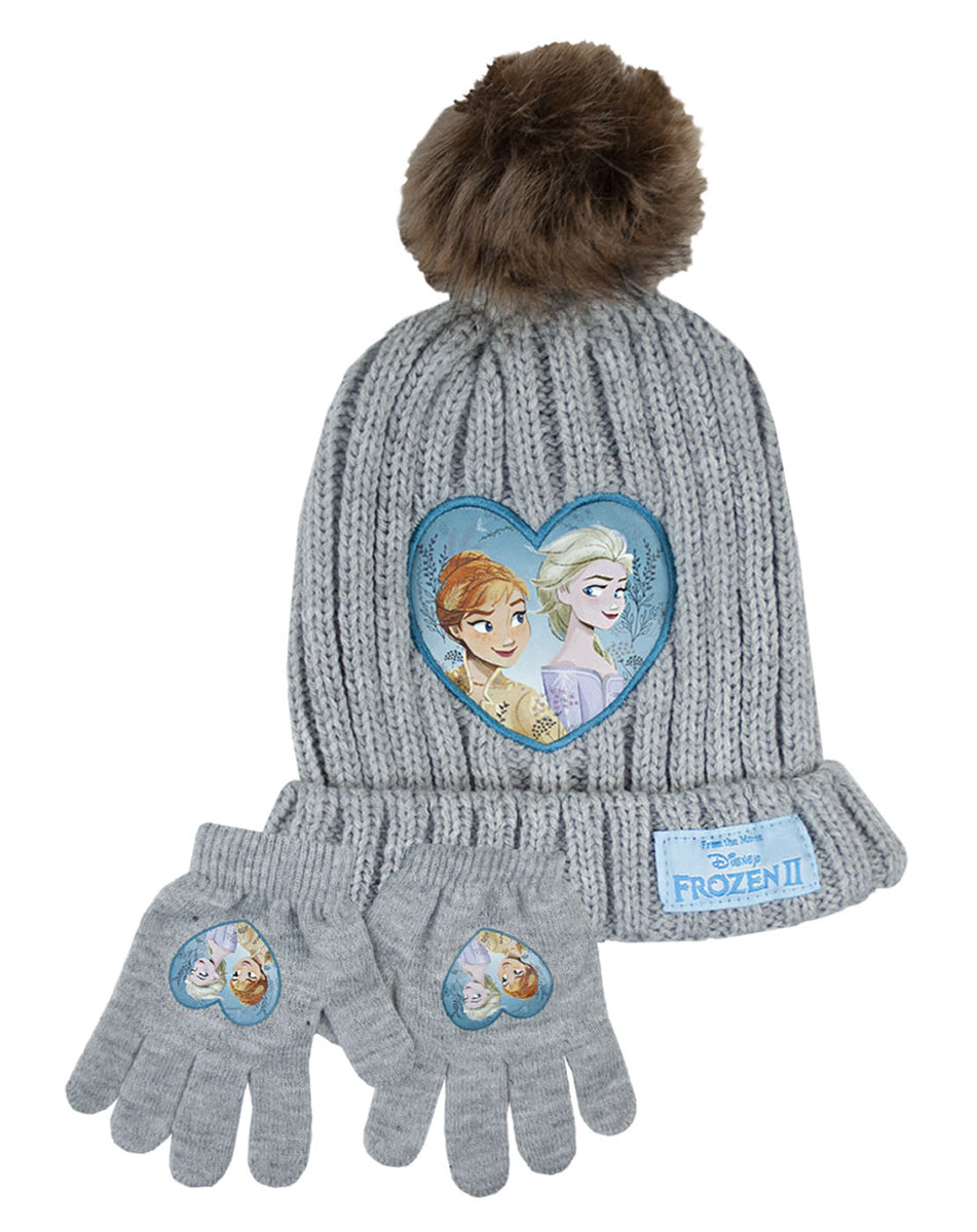 Disney Frozen Girl's Faux Fur Bobble Hat Glove Set — Vanilla