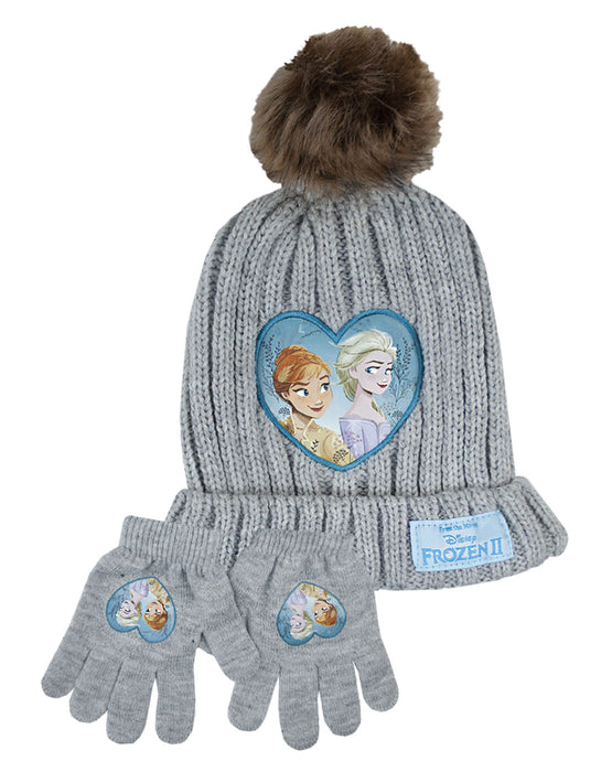 Disney Frozen 2 Girl's Faux Fur Bobble Hat & Glove Set