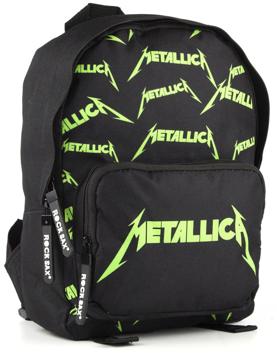 Rock Sax Metallica Band Album Music Saxophone Rock 'n' Roll Pop Backpack Bag Carry Bag Rucksack Luggage Zip Up Unisex Kids Children Boys Girls School Books Black Green 