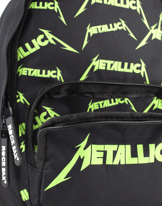 Rock Sax Metallica Band Album Music Saxophone Rock 'n' Roll Pop Backpack Bag Carry Bag Rucksack Luggage Zip Up Unisex Kids Children Boys Girls School Books Black Green 