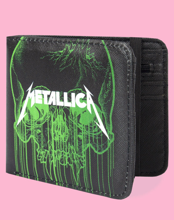 Rock Sax Metallica Skull Band Album Music Rock Heavy Metal Pop Wallet Money Holder Coins Notes Cards Official Band Merch Unisex Adults Unisex Kids Men's Women's Boys Girls 
