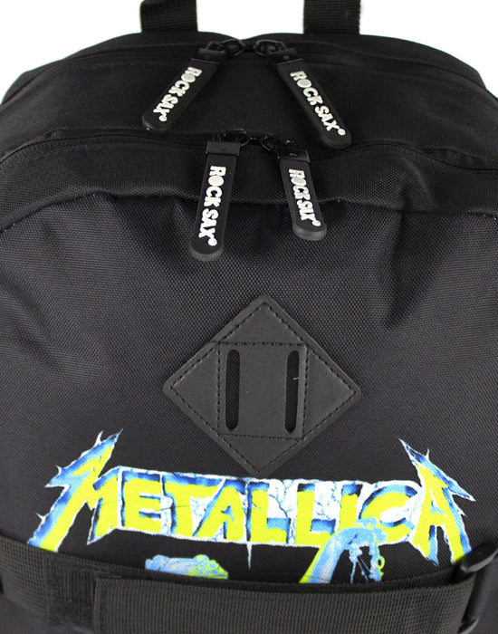 Rock Sax Metallica Justice For All Skate Heavy Metal Thrash Metal Bands 1988 Album Music Backpack Carry Bag Luggage Rucksack Bag Merchandise Unisex Adults Men's Women's Zip Up Black 