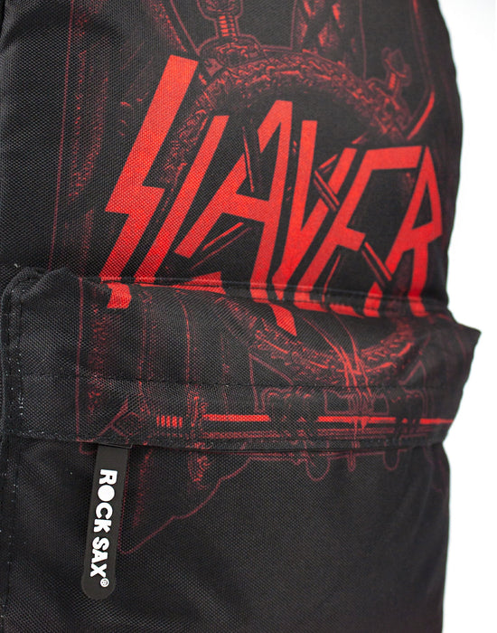 Rock Sax Slayer Bands Music Rock 'n' Roll Pop Album Saxophone Bag Backpack Rucksack Carry Bag Luggage Merchandise Zip Up School Unisex Adults Men's Women Black Red 