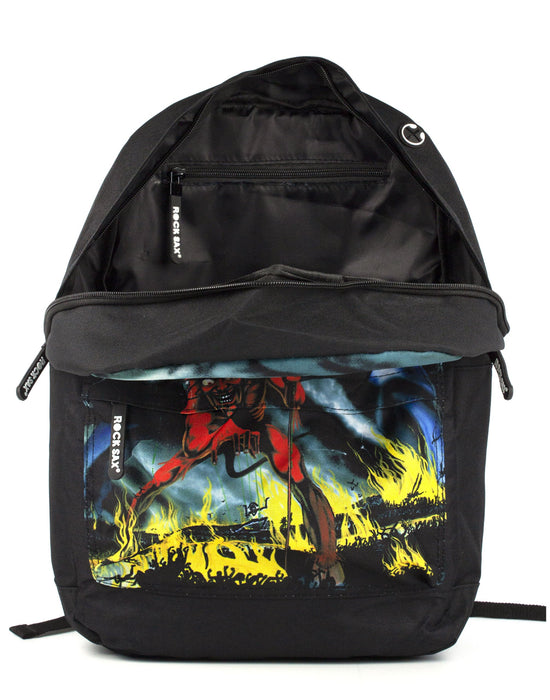 Rock Sax Iron Maiden Number Of The Beast Heavy Metal Band Music Album Bag Backpack Rucksack Carry Bag Luggage Merchandise Zip Up School Unisex Adults Men's Women Black 