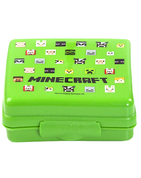 Minecraft Creeper Face Lunch Bag Set (Lunch Bag, Water bottle, Snack Pot) (One Size)