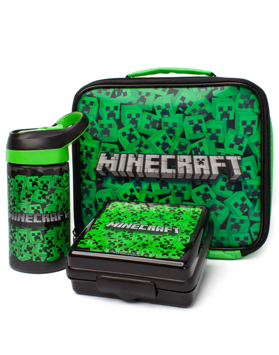 Minecraft Lenticular Creeper Lunch Bag Set (Lunch Bag, Water Bottle, Snack Pot)