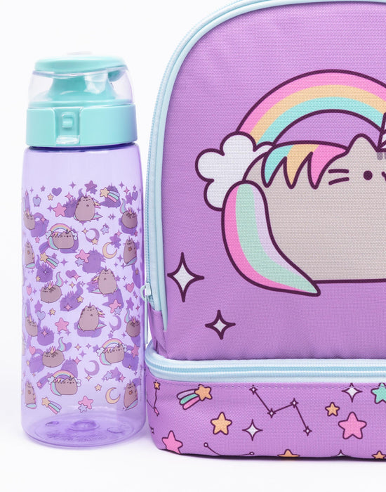 Pusheen The Cat Unicorn Rainbow Lunch Bag, Bottle and Snackpot Set - Purple