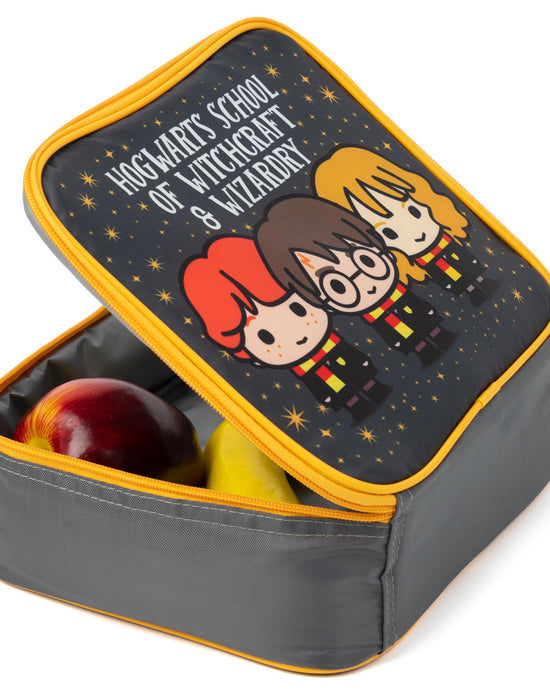 LOGOVISION Harry Potter Cute Chibi Character Insulated Soft Sided Lunch Box  - Reusable Lunch Bag For School Office Work, BPA Free