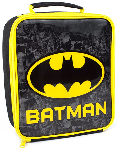 DC Batman Logo Comic Print 3 Piece Lunch Bag Set Black