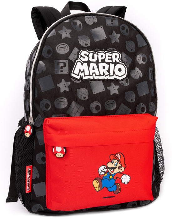 Super Mario Backpack For Kids All Over Print Black — Vanilla