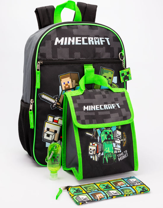 Minecraft Piece Backpack Lunch Bag School Set For Kids