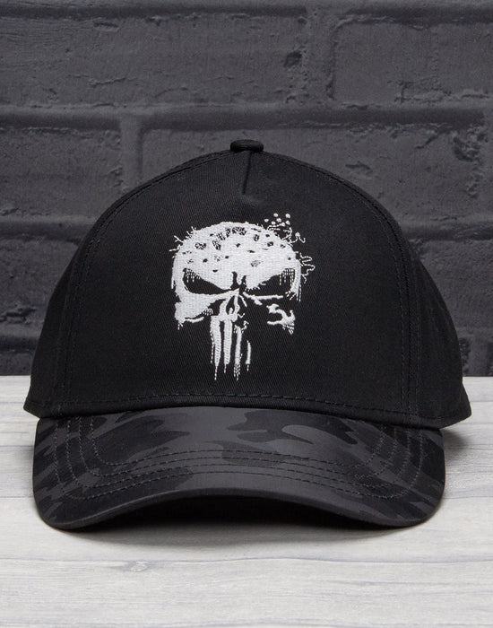 Marvel The Punisher Cap Mens Adults Black Embroidered Snapback