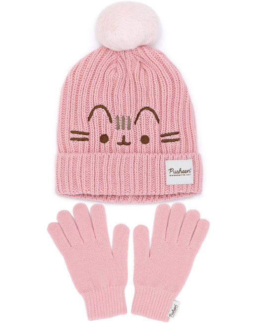 Pusheen Ladies Knitted Hat and Flip Mitts Set