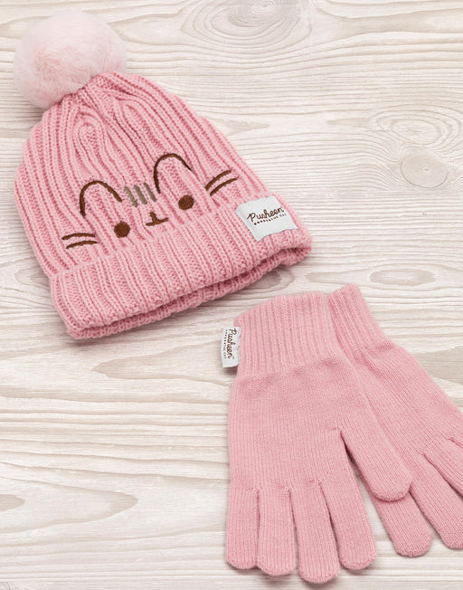Pusheen Ladies Knitted Hat and Flip Mitts Set
