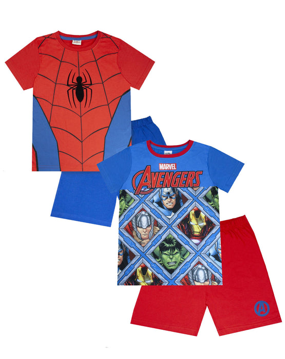 Marvel Boys Spider-Man and Avengers 2 Pack Pyjamas Bundle
