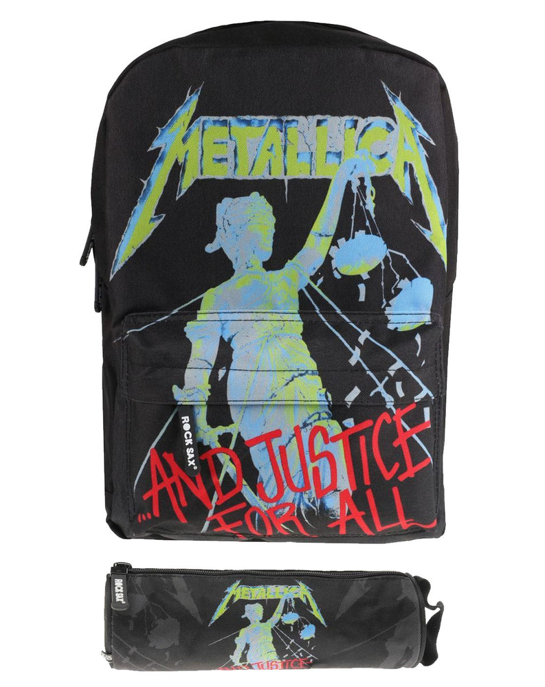 Rock Sax Metallica Justice For All Black Backpack and Pencil Case Set