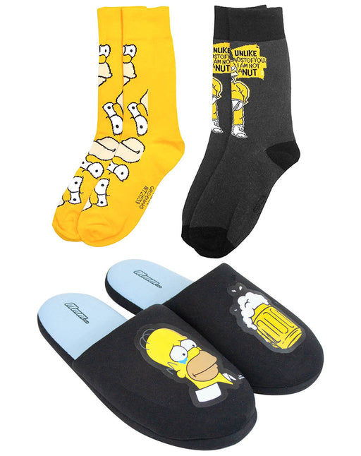 The Simpsons Homer Mens Slippers and Socks Gift Set