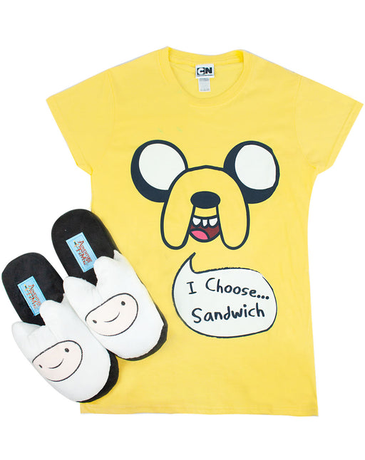 Adventure Time Jake T-Shirt and Finn Slippers Bundle Set