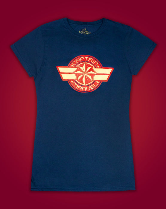 Marvel Captain Marvel Logo Womens Navy T-Shirt