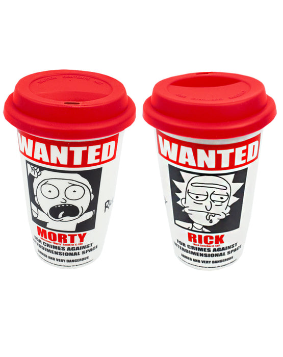 Rick And Morty Wanted Poster White Travel Mug 12oz/340ml