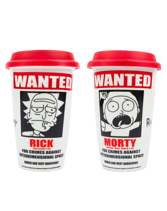 Rick And Morty Wanted Poster White Travel Mug 12oz/340ml