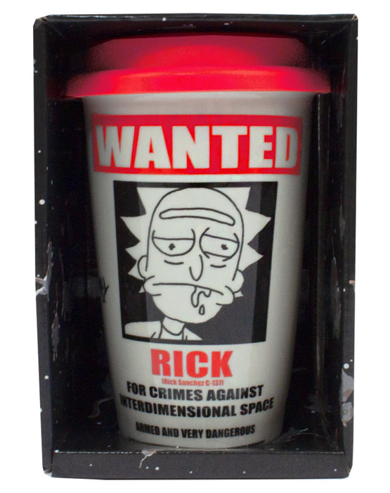 Rick And Morty Wanted Poster White Travel Mug 12oz/340ml