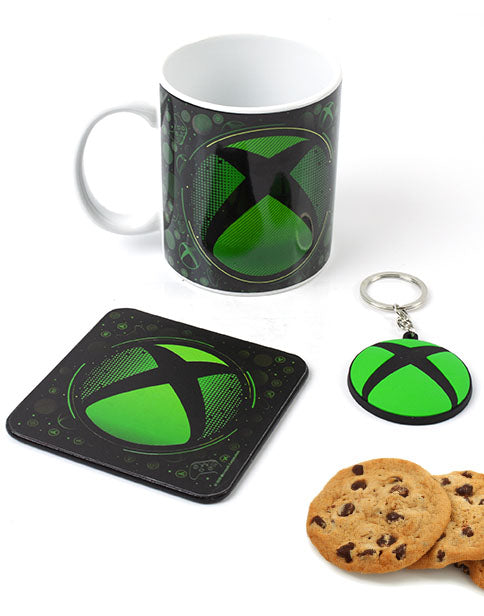 XBOX MUG, COASTER & KEYRING GIFT SET – Perfect for XBOX gamers, this black and green mug, coaster and keyring features the XBOX logo and symbol as seen on the device, games and controller!