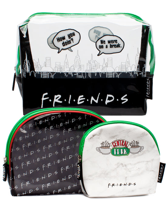  Release your inner Phoebe, Rachel or Monica with this adorable Friends cosmetic bags 3 piece gift set for adults and kids; they are ideal for holding make-up, toiletries and travel accessories!