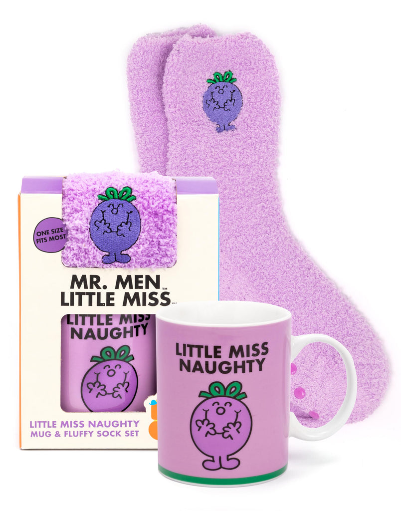 Little Miss Naughty Ladies Teens Mug Fluffy Sock Set — Vanilla