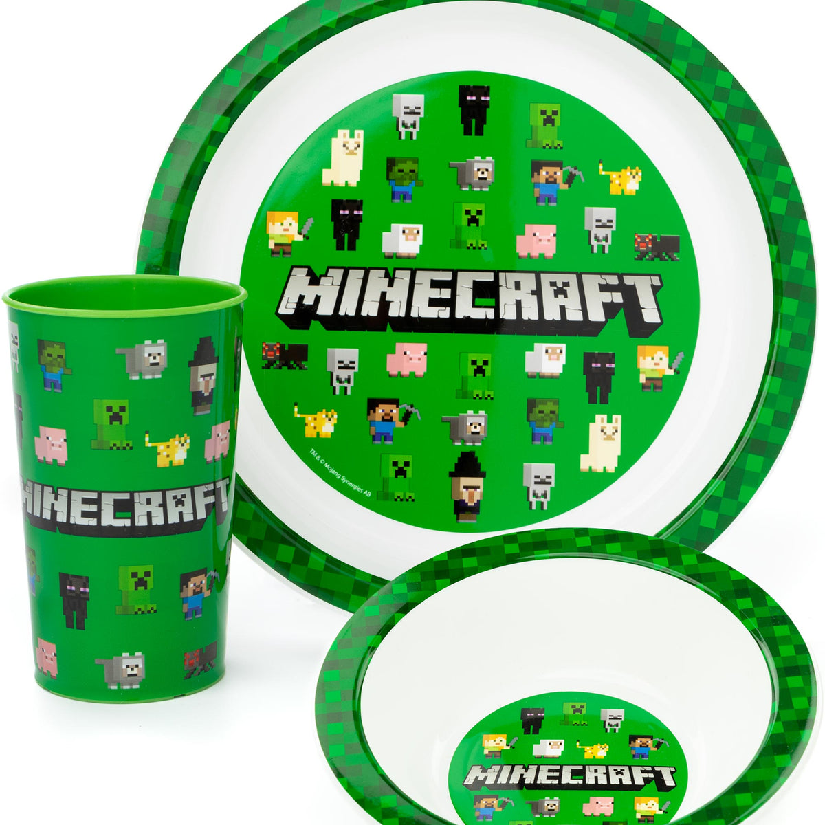 Assiette Divisée 3 Sections Minecraft Pour Enfants - Design Fun Avec Personnages - Taille Idéale Petit Déjeuner, Repas - Sans BPA, Lavable