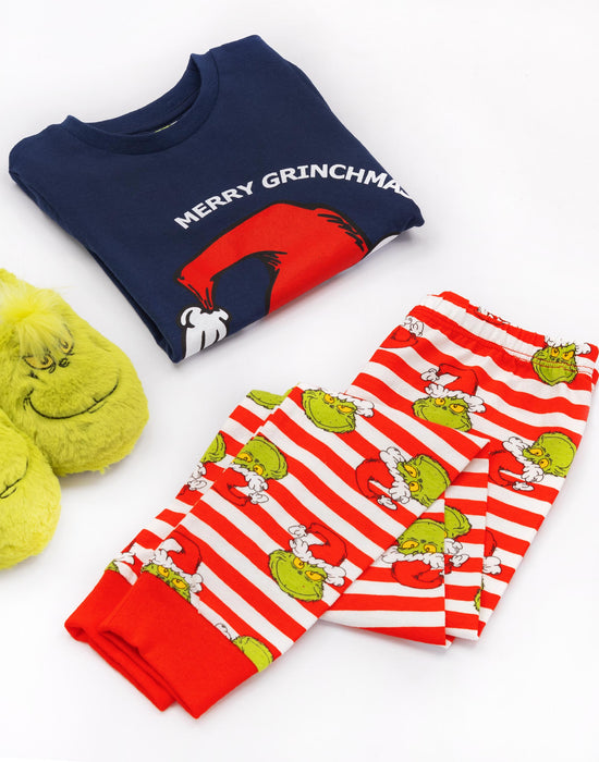 The Grinch Kids Christmas Matching Family Pyjamas - Slim Fit -Navy