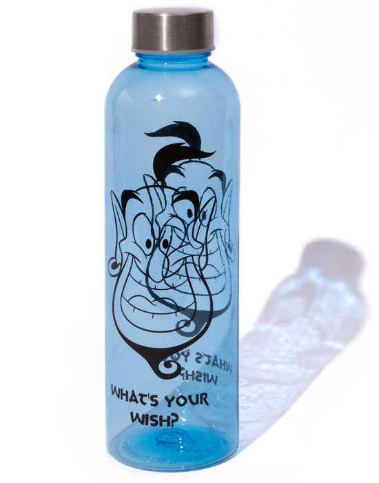  Perfect for Disney fans, this transparent blue tritan water bottle features the instantly recognisable character from the Disney movie, Aladdin. 