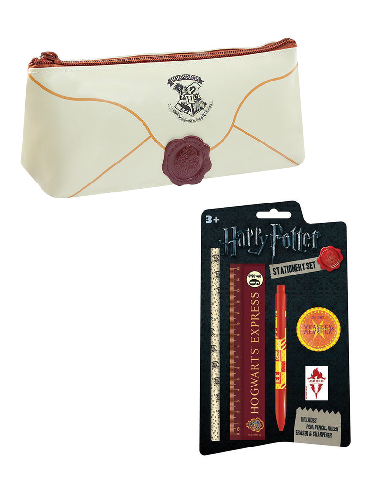 Harry Potter 5 Piece Stationary and Hogwarts Letter Pencil Case School Supplies Bundle Set