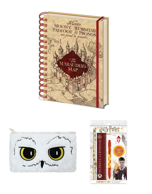 Harry Potter Hogwarts Pencil Case Stationary Marauders Map Notebook School Set