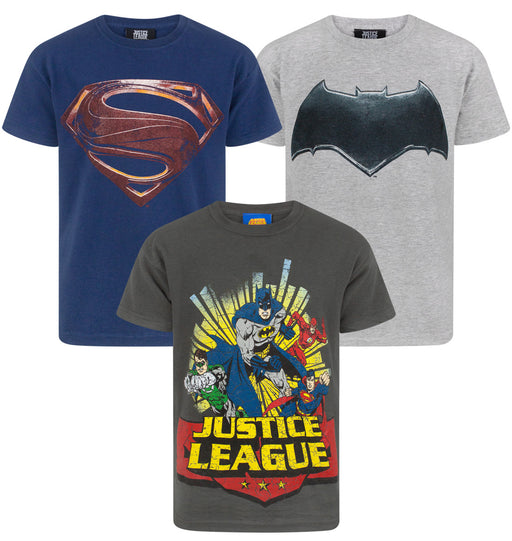 Justice League Pack of 3 Boy's T-Shirts Batman Superman Flash Green Lantern Multi-Pack