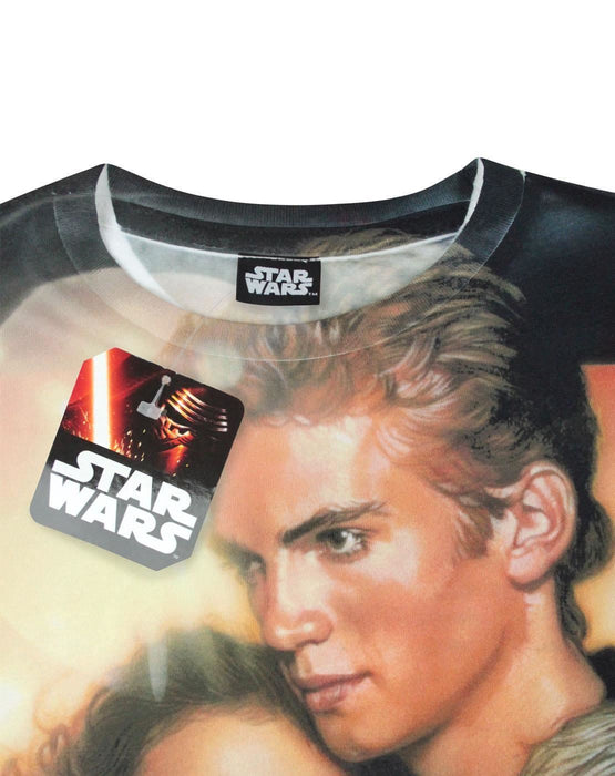 Star Wars Attack Of The Clones Sublimation Black Short Sleeve Boy's T-Shirt